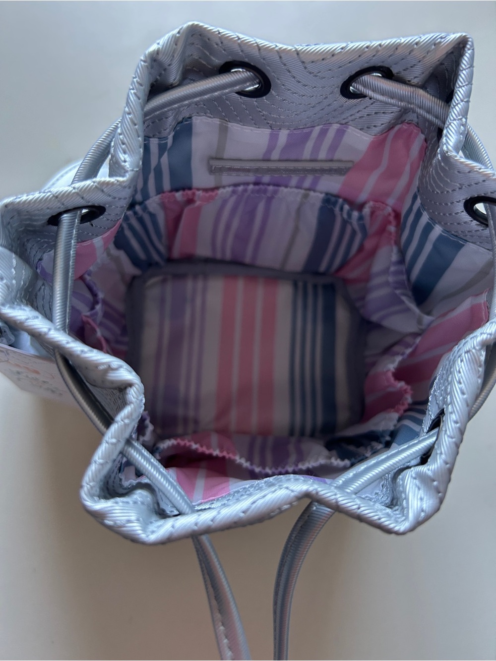 LUG VL WHIRLYBIRD SATIN LUXE CROSSBODY METALLIC SILVER 2 NWT - Picture 6 of 8